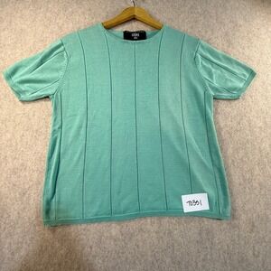 Nina Charles Kasper ASL Seafoam Green 100% Silk Short Sleeve Knit Top Large